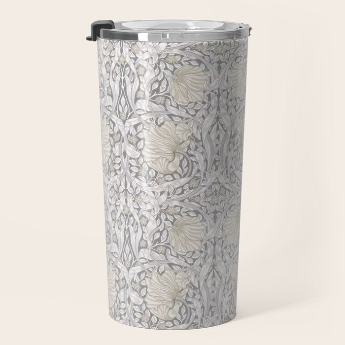 William Morris Vintage Pimpernel Linen Cloud Grey Travel Mug Gallery Image 3