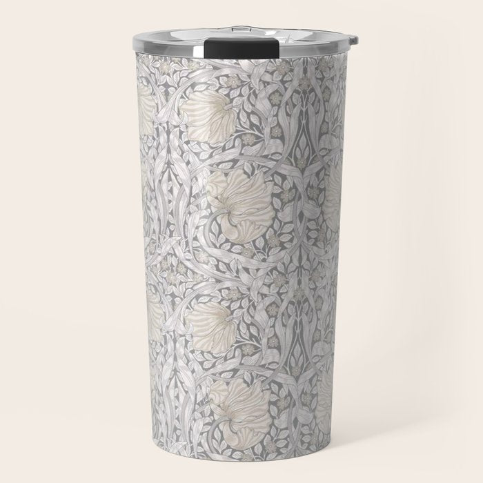 William Morris Vintage Pimpernel Linen Cloud Grey Travel Mug Gallery Image 1