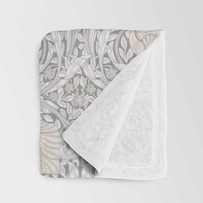 William Morris Vintage Pimpernel Linen Cloud Grey Throw Blanket Gallery Image 3
