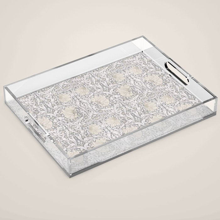 William Morris Vintage Pimpernel Linen Cloud Grey Acrylic Tray Gallery Image 1