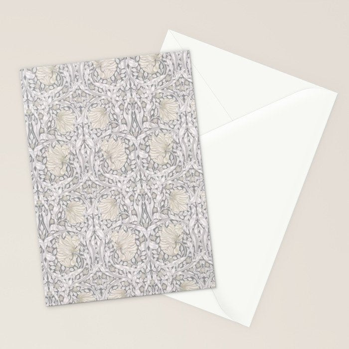 William Morris Vintage Pimpernel Linen Cloud Grey Stationery Card Gallery Image 2