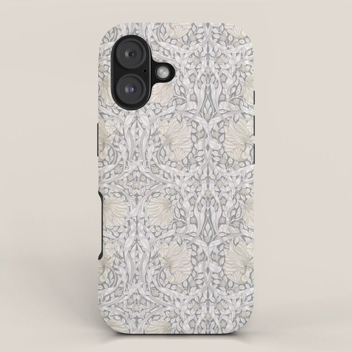 William Morris Vintage Pimpernel Linen Cloud Grey iPhone Case Gallery Image 1
