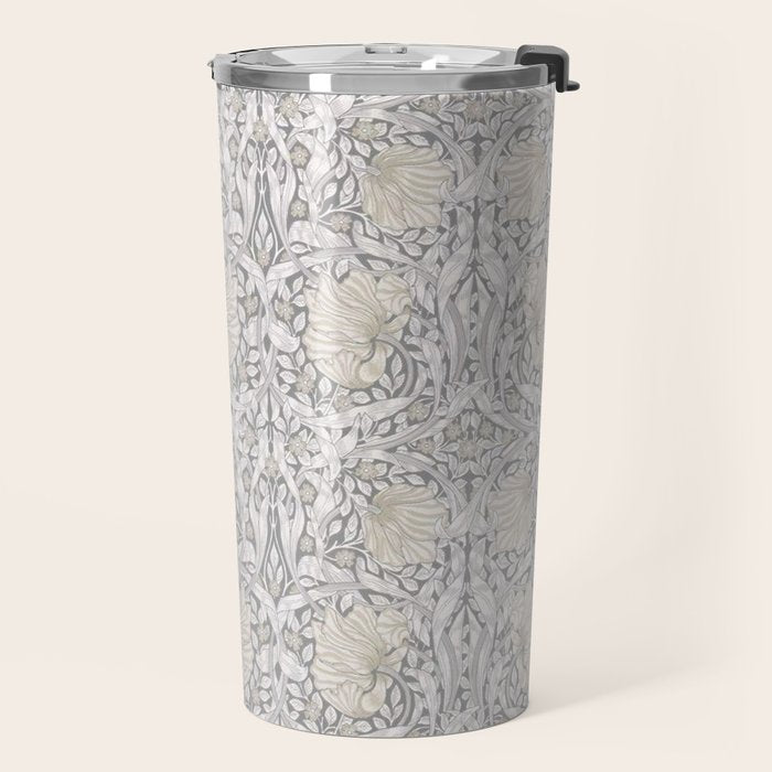 William Morris Vintage Pimpernel Linen Cloud Grey Travel Mug Gallery Image 2