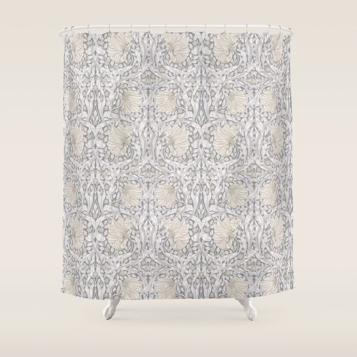 William Morris Vintage Pimpernel Linen Cloud Grey Shower Curtain Gallery Image 1