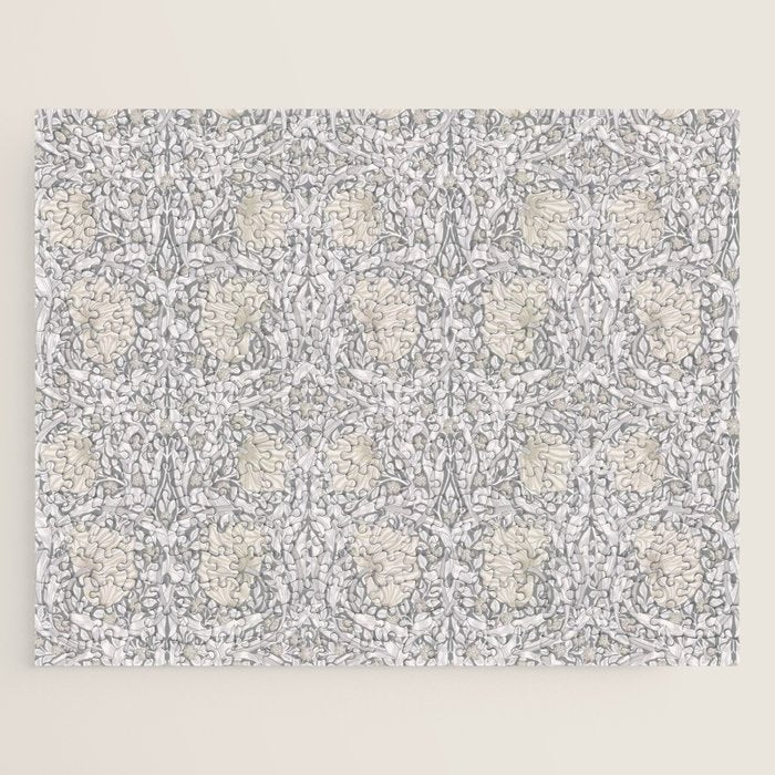 William Morris Vintage Pimpernel Linen Cloud Grey Jigsaw Puzzle Gallery Image 1