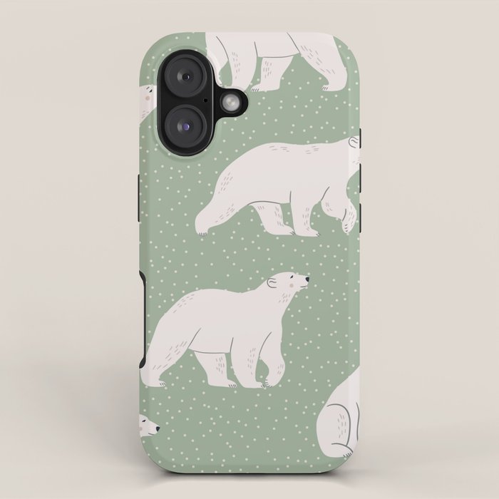 animalistic seamless pattern with polar bears iPhone Case Gallery Image 1