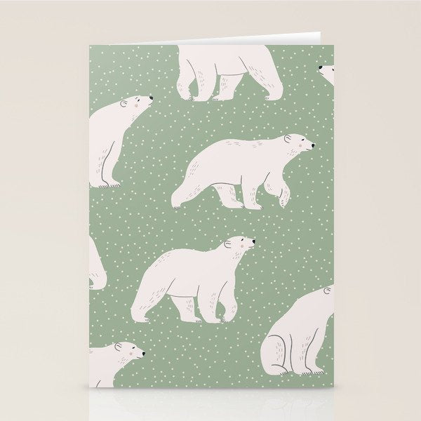 animalistic seamless pattern with polar bears Stationery Card Gallery Image 2