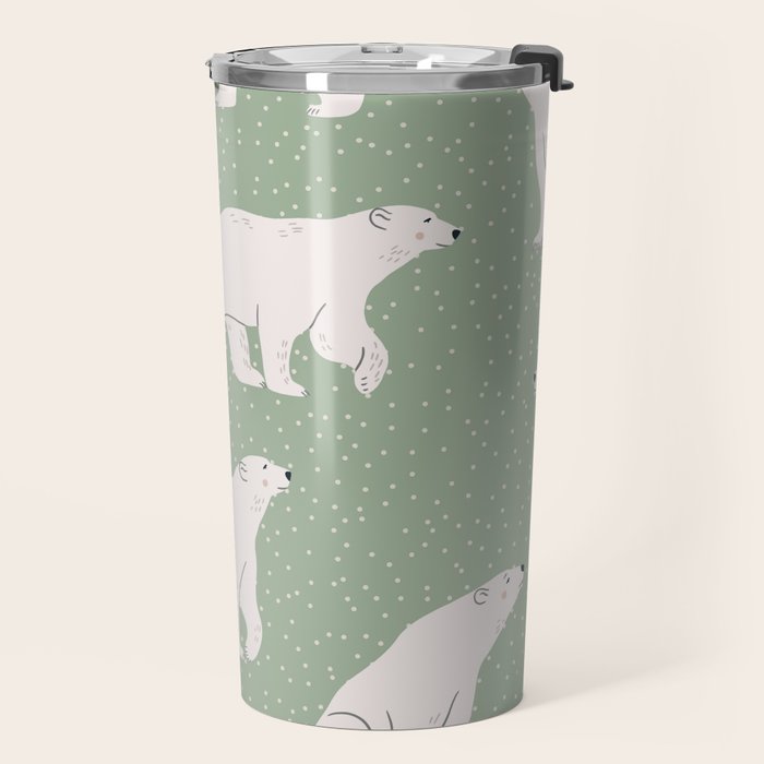 animalistic seamless pattern with polar bears Travel Mug Gallery Image 2