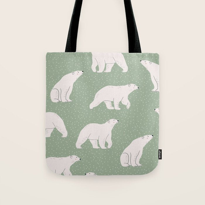 animalistic seamless pattern with polar bears Tote Bag Gallery Image 1