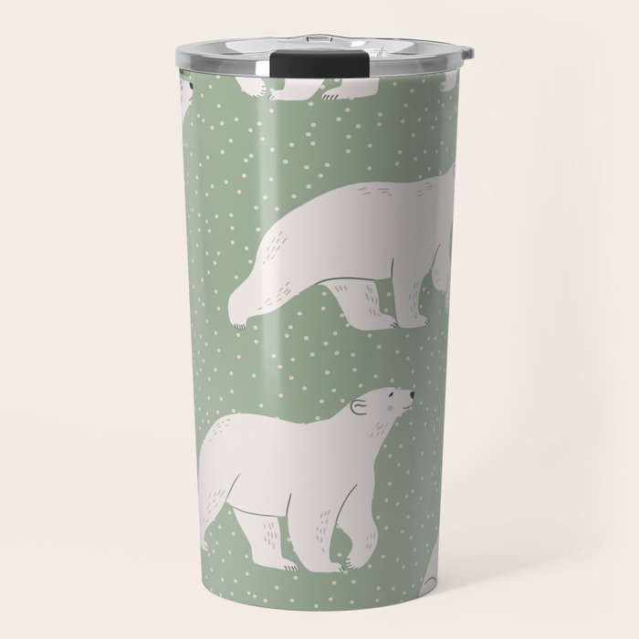 animalistic seamless pattern with polar bears Travel Mug Gallery Image 1