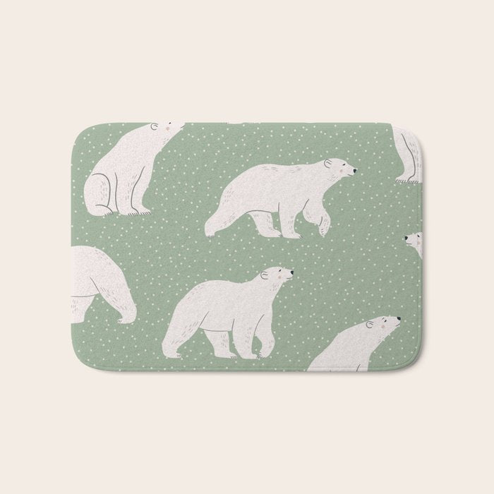 animalistic seamless pattern with polar bears Bath Mat Gallery Image 1