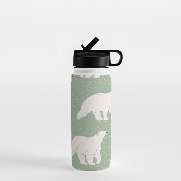 animalistic seamless pattern with polar bears Water Bottle Gallery Image 1