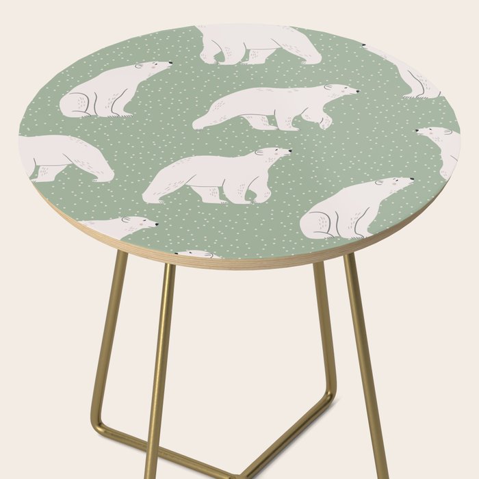 animalistic seamless pattern with polar bears Side Table Gallery Image 2