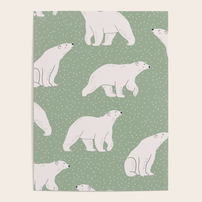 animalistic seamless pattern with polar bears Poster Gallery Image 4