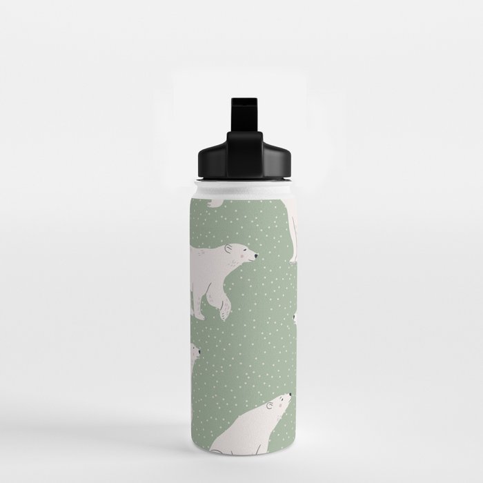 animalistic seamless pattern with polar bears Water Bottle Gallery Image 2