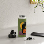 Black Cat - Moonlit Mischief on Halloween Water Bottle Gallery Image 4