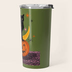 Black Cat - Moonlit Mischief on Halloween Travel Mug Gallery Image 2
