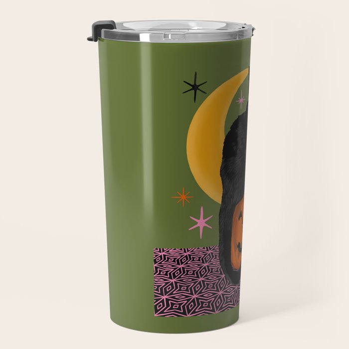Black Cat - Moonlit Mischief on Halloween Travel Mug Gallery Image 3