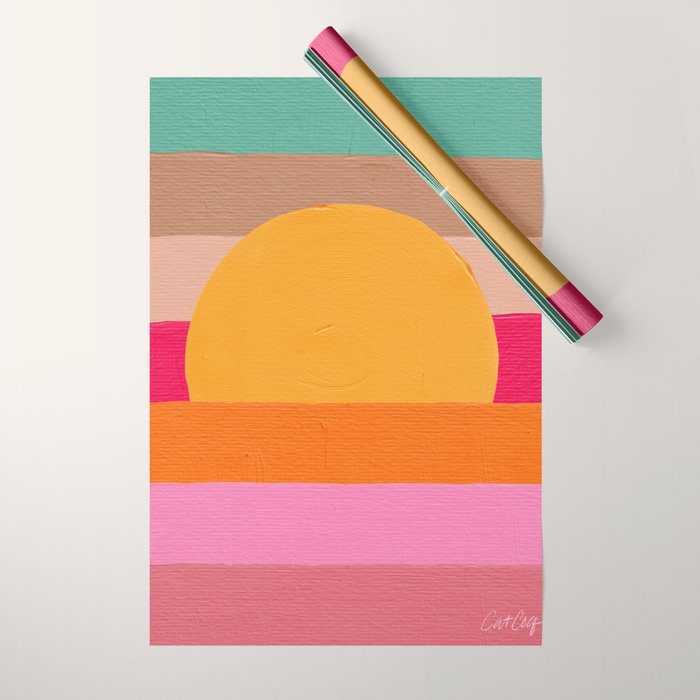 Sunset Waves â Magenta Wrapping Paper Gallery Image 1