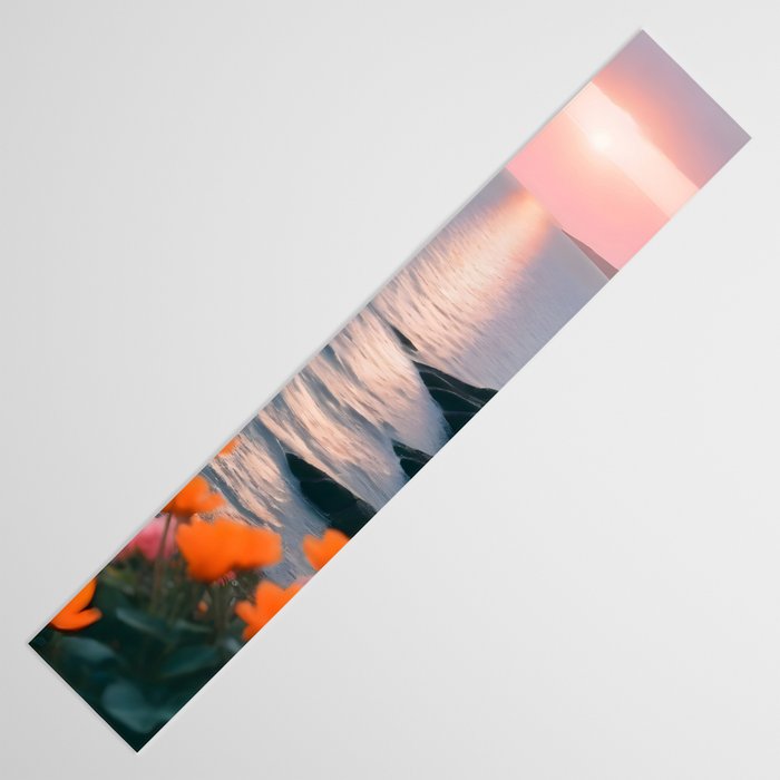 Rocky Beach Sunset, Nature Ocean Landscape Scenic Travel, Mountain Adventure Trek Beach Outdoors, Mindful Photography Table Runner Gallery Image 3