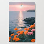 Rocky Beach Sunset, Nature Ocean Landscape Scenic Travel, Mountain Adventure Trek Beach Outdoors, Mindful Photography Cutting Board Gallery Image 1