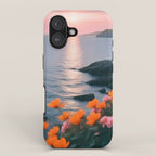 Rocky Beach Sunset, Nature Ocean Landscape Scenic Travel, Mountain Adventure Trek Beach Outdoors, Mindful Photography iPhone Case Gallery Image 1