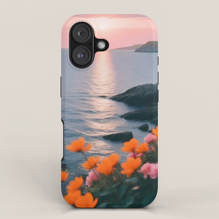 Rocky Beach Sunset, Nature Ocean Landscape Scenic Travel, Mountain Adventure Trek Beach Outdoors, Mindful Photography iPhone Case Gallery Image 1