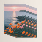 Rocky Beach Sunset, Nature Ocean Landscape Scenic Travel, Mountain Adventure Trek Beach Outdoors, Mindful Photography Wrapping Paper Gallery Image 3