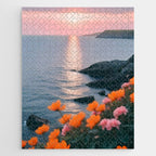 Rocky Beach Sunset, Nature Ocean Landscape Scenic Travel, Mountain Adventure Trek Beach Outdoors, Mindful Photography Jigsaw Puzzle Gallery Image 1