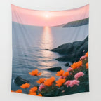 Rocky Beach Sunset, Nature Ocean Landscape Scenic Travel, Mountain Adventure Trek Beach Outdoors, Mindful Photography Wall Tapestry Gallery Image 4