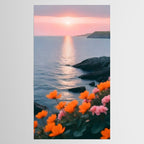 Rocky Beach Sunset, Nature Ocean Landscape Scenic Travel, Mountain Adventure Trek Beach Outdoors, Mindful Photography Tablecloth Gallery Image 2
