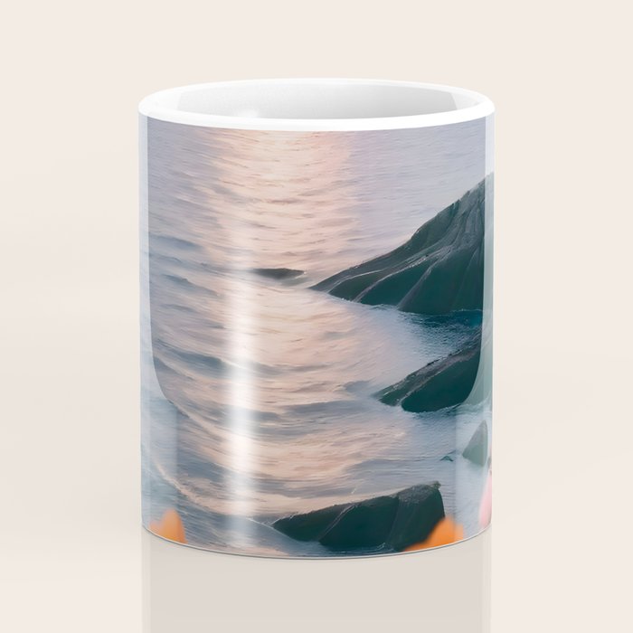 Rocky Beach Sunset, Nature Ocean Landscape Scenic Travel, Mountain Adventure Trek Beach Outdoors, Mindful Photography Coffee Mug Gallery Image 4