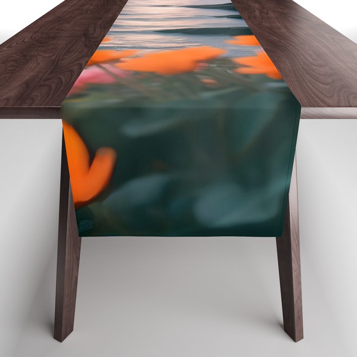 Rocky Beach Sunset, Nature Ocean Landscape Scenic Travel, Mountain Adventure Trek Beach Outdoors, Mindful Photography Table Runner Gallery Image 1