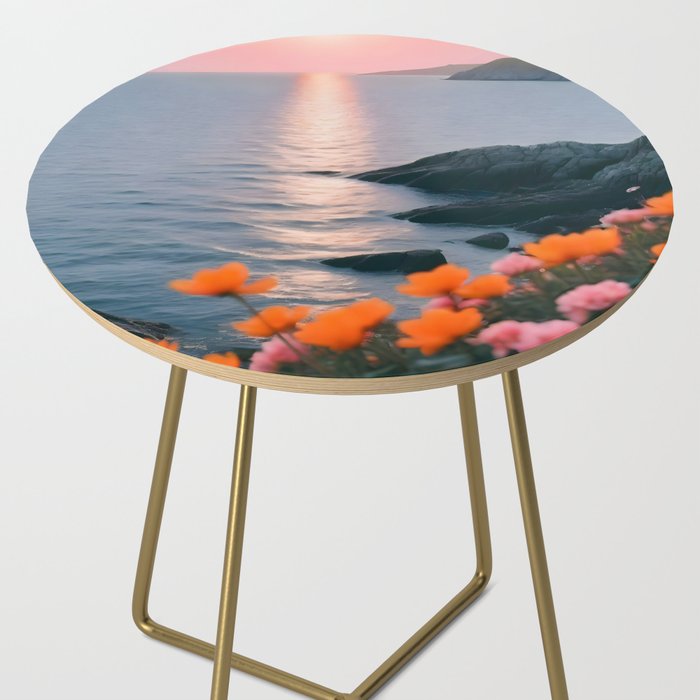 Rocky Beach Sunset, Nature Ocean Landscape Scenic Travel, Mountain Adventure Trek Beach Outdoors, Mindful Photography Side Table Gallery Image 2
