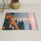 Rocky Beach Sunset, Nature Ocean Landscape Scenic Travel, Mountain Adventure Trek Beach Outdoors, Mindful Photography Rug Gallery Image 1