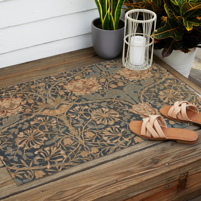 Honeysuckle by William Morris 1876 Antique Vintage Victorian Jugendstil Art Nouveau Retro Pattern Outdoor Rug Gallery Image 2