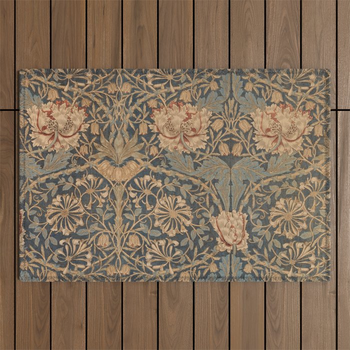 Honeysuckle by William Morris 1876 Antique Vintage Victorian Jugendstil Art Nouveau Retro Pattern Outdoor Rug Gallery Image 1