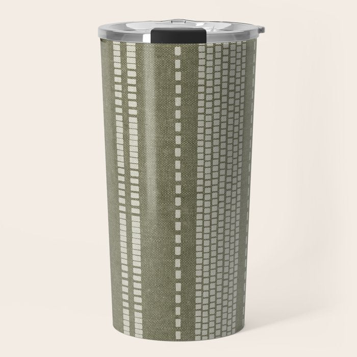 vertical dashed stitch - dark sage Travel Mug Gallery Image 1