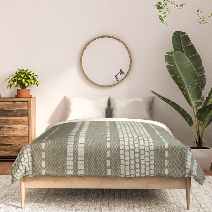 vertical dashed stitch - dark sage Comforter Gallery Image 3