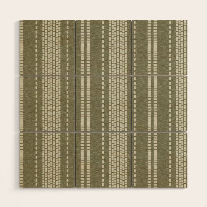 vertical dashed stitch - dark sage Wood Wall Art Gallery Image 1