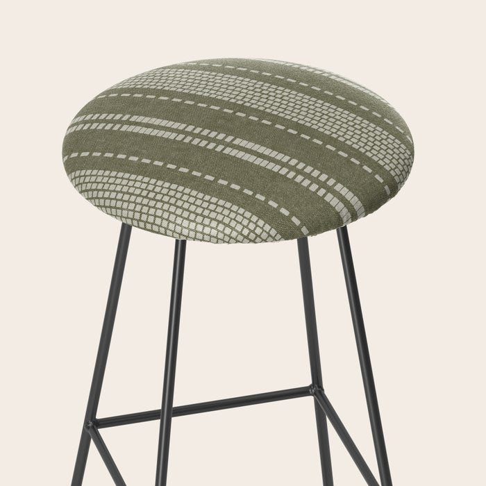 vertical dashed stitch - dark sage Stool Gallery Image 2