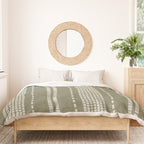 vertical dashed stitch - dark sage Duvet Cover Gallery Image 3