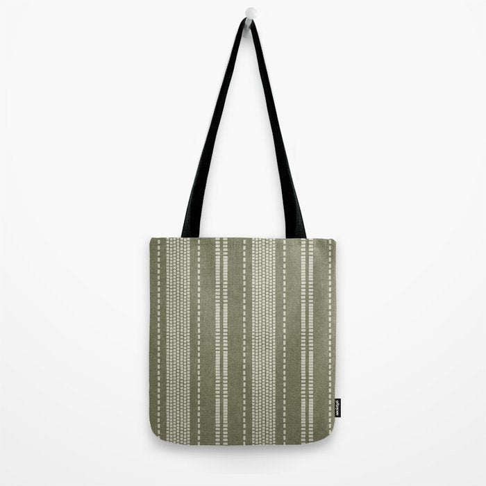 vertical dashed stitch - dark sage Tote Bag Gallery Image 2