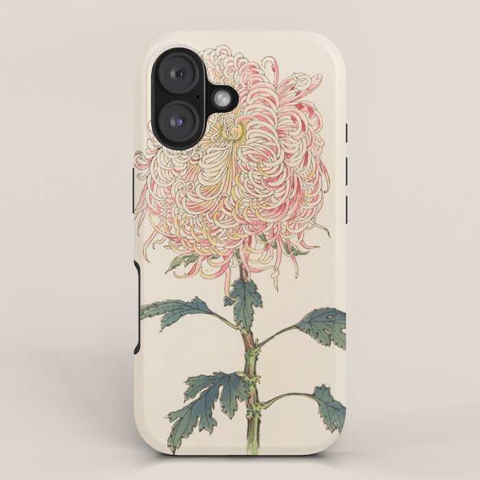 Japanese Chrysanthemum Woodblock Print #5 iPhone Case Gallery Image 1