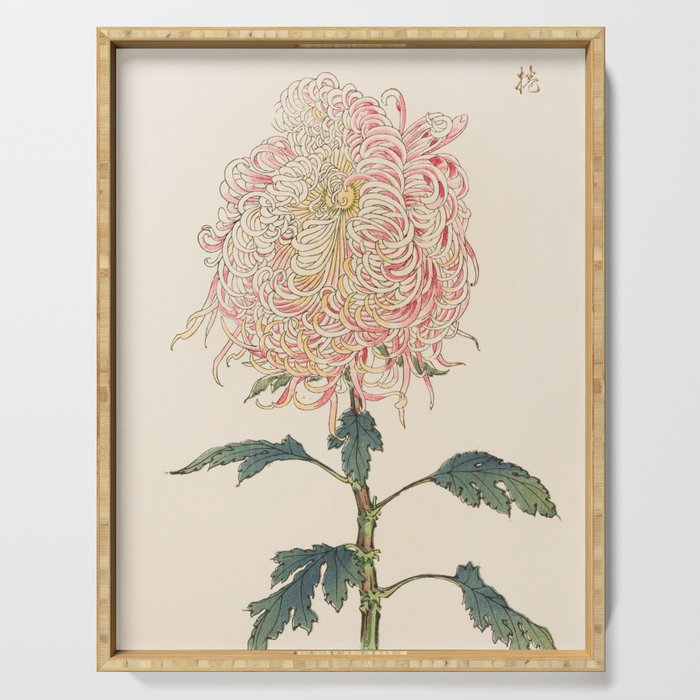 Japanese Chrysanthemum Woodblock Print #5 Serving Tray Gallery Image 1