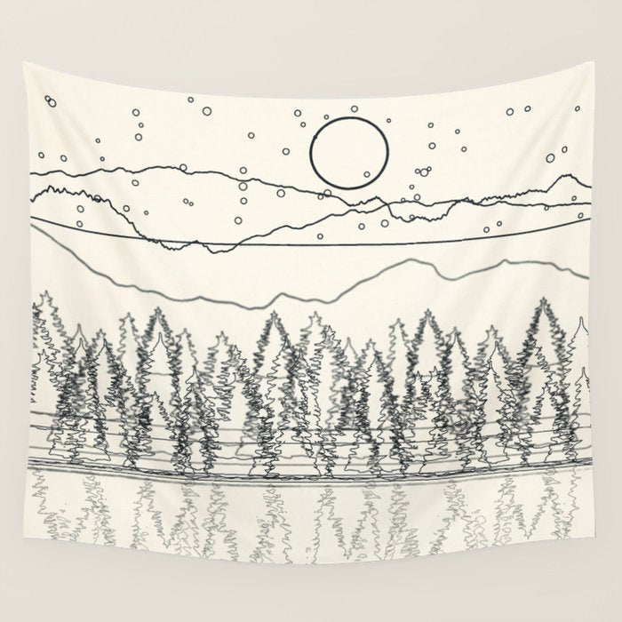Minimal Line Mountain Beauty II Wall Tapestry Gallery Image 1