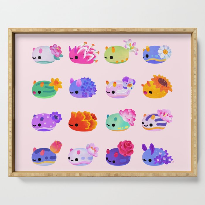 Flower sea slug - pastel Serving Tray Gallery Image 1