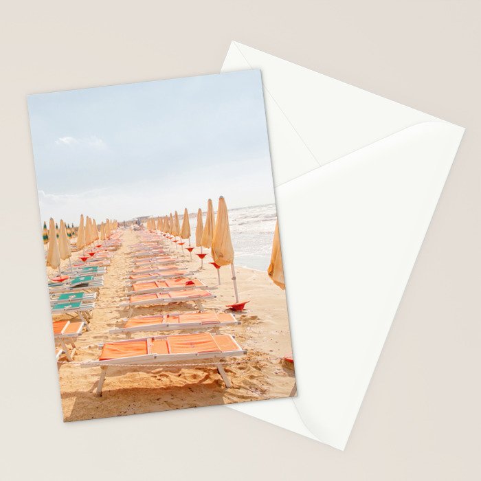 Puglia Loungers | Italy Travel Photography | Pastel Minimalist Beach Photo Stationery Card Gallery Image 2