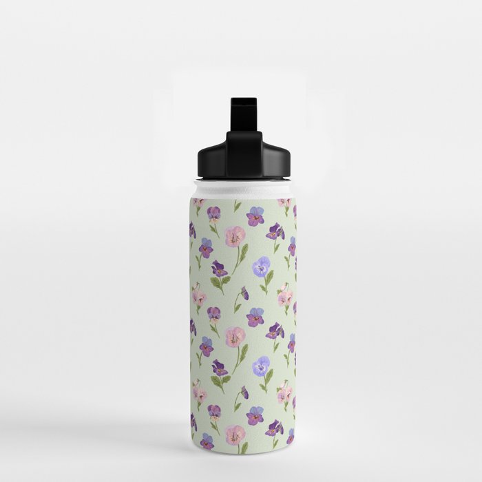 Pansy Flower Pattern Water Bottle Gallery Image 2