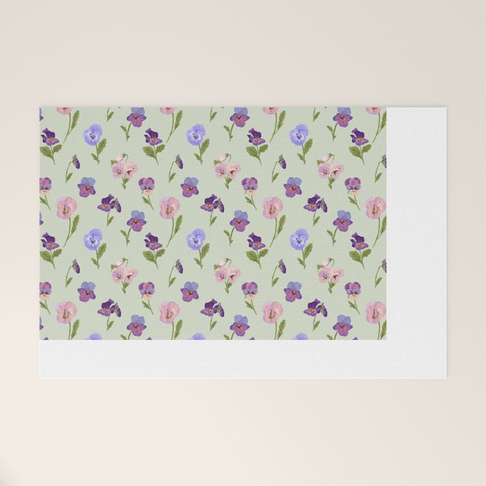 Pansy Flower Pattern Welcome Mat Gallery Image 1